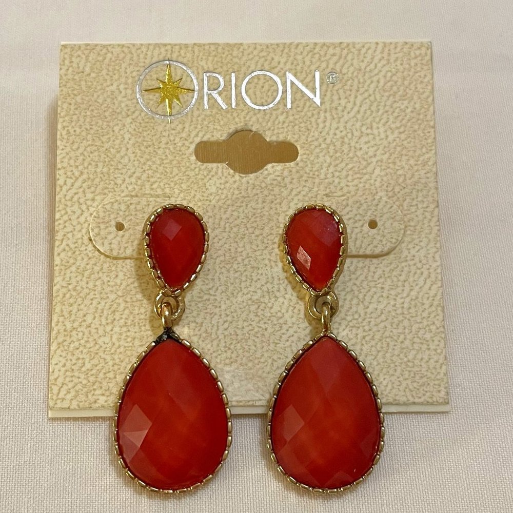 Francesca's Red and Gold Drop Earrings